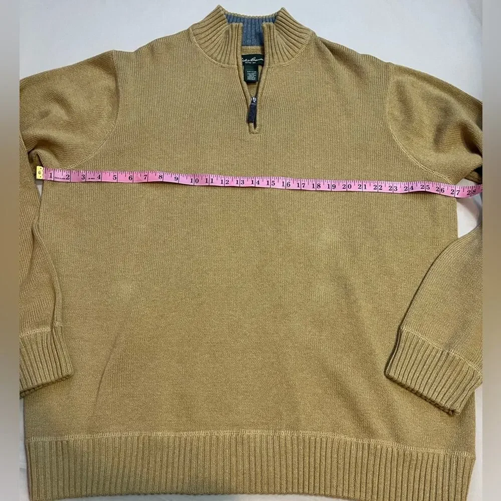 Eddie Bauer Tan Cotton Quarter Zip Sweater Size XXL